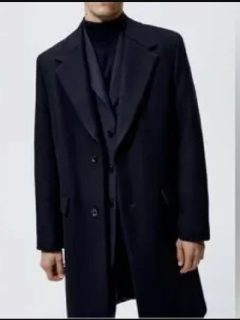Zara Men 4-Way Comfort Stretch Overcoat - Navy Size M